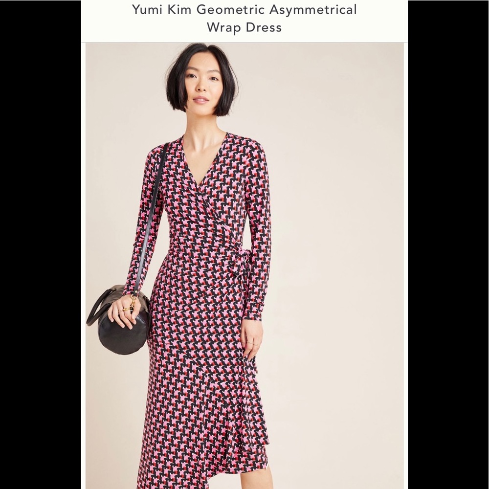 Anthro x Yumi Kim Geometric/Asymmetric Wrap Dress